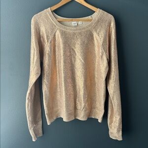 GAP women’s sweater gold bronze metallic size medium tall EUC